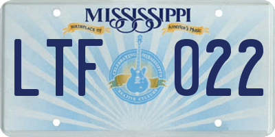 MS license plate LTF022