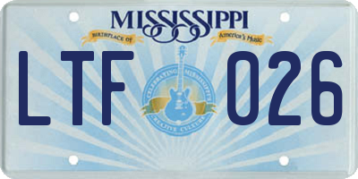 MS license plate LTF026