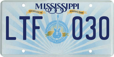 MS license plate LTF030