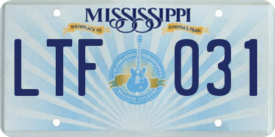 MS license plate LTF031