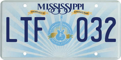 MS license plate LTF032