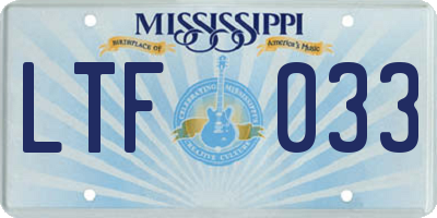 MS license plate LTF033