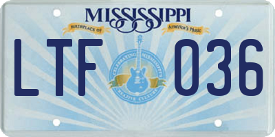 MS license plate LTF036