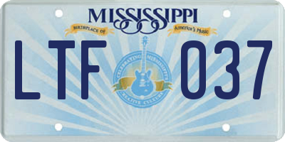 MS license plate LTF037