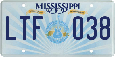 MS license plate LTF038