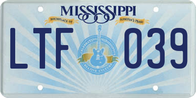 MS license plate LTF039