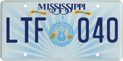 MS license plate LTF040