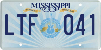 MS license plate LTF041