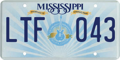 MS license plate LTF043