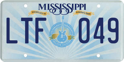 MS license plate LTF049