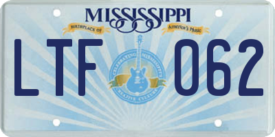 MS license plate LTF062