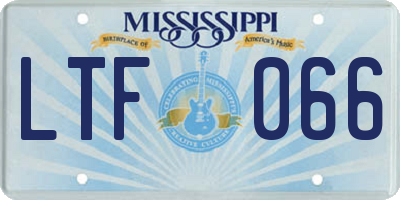 MS license plate LTF066