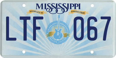 MS license plate LTF067