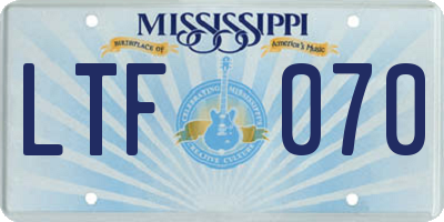 MS license plate LTF070