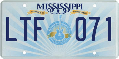 MS license plate LTF071