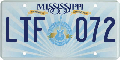 MS license plate LTF072