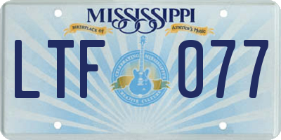 MS license plate LTF077