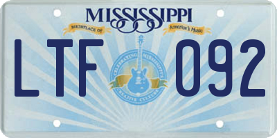 MS license plate LTF092