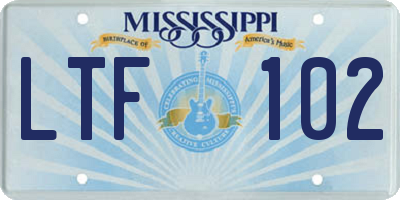 MS license plate LTF102