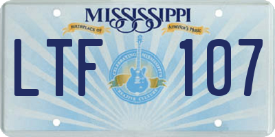 MS license plate LTF107