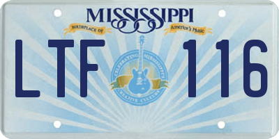MS license plate LTF116