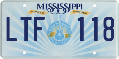 MS license plate LTF118