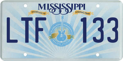 MS license plate LTF133