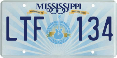 MS license plate LTF134