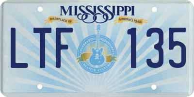 MS license plate LTF135
