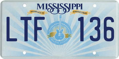 MS license plate LTF136