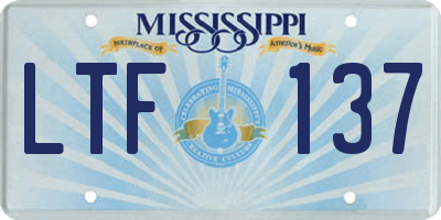MS license plate LTF137