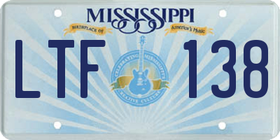MS license plate LTF138