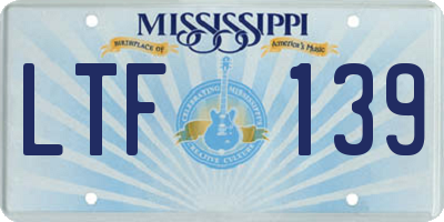 MS license plate LTF139