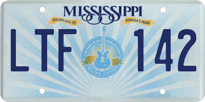 MS license plate LTF142