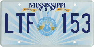MS license plate LTF153