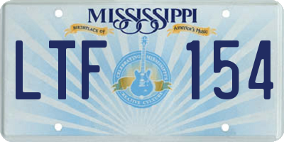 MS license plate LTF154