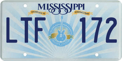 MS license plate LTF172