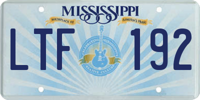 MS license plate LTF192