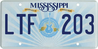 MS license plate LTF203