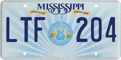 MS license plate LTF204