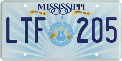 MS license plate LTF205