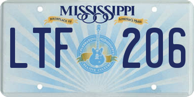 MS license plate LTF206