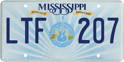 MS license plate LTF207