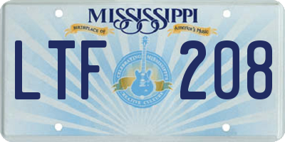 MS license plate LTF208