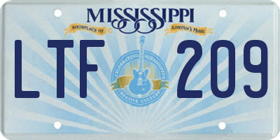 MS license plate LTF209