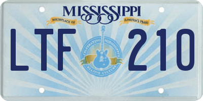 MS license plate LTF210