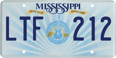 MS license plate LTF212