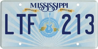 MS license plate LTF213