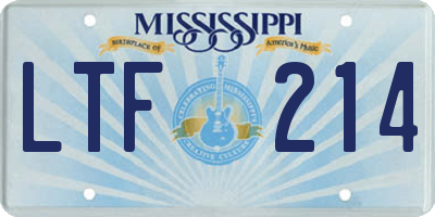 MS license plate LTF214