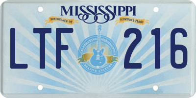 MS license plate LTF216